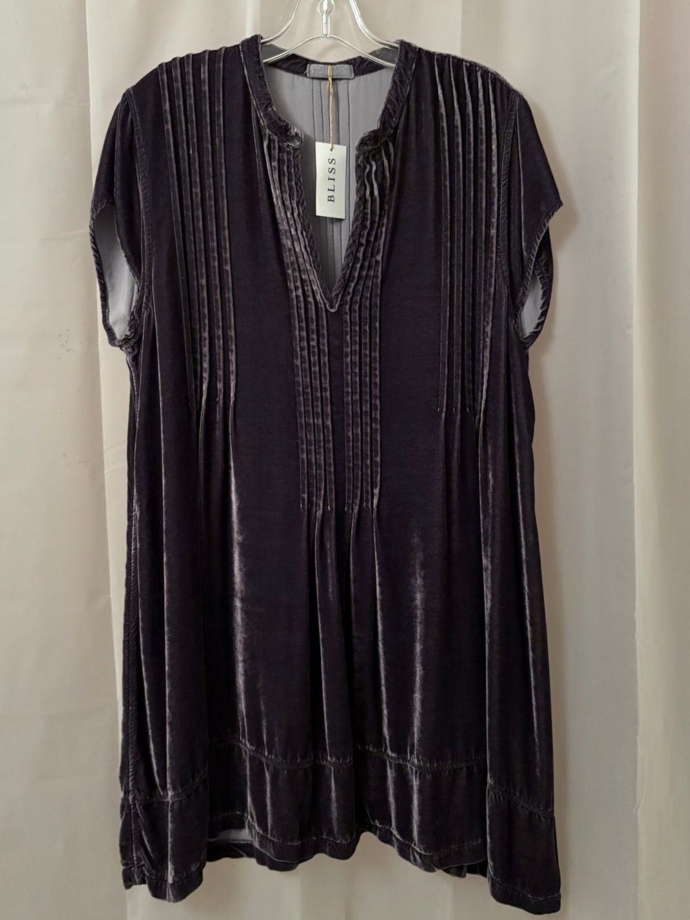 CP Shades Velvet Cap Sleeve Regina Iron Grey Tunic Dress